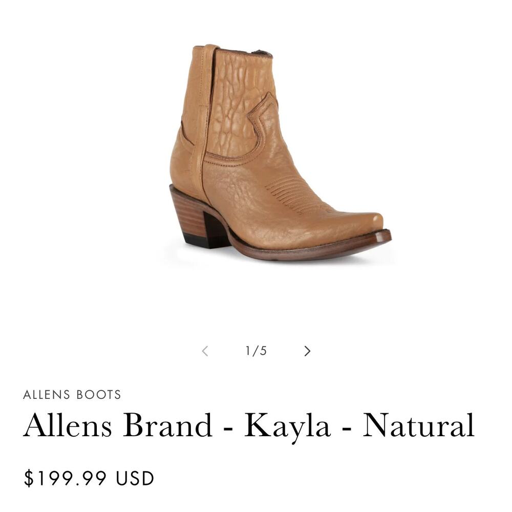 Allens Brand Kayla Natural boots women’s sz 6.5